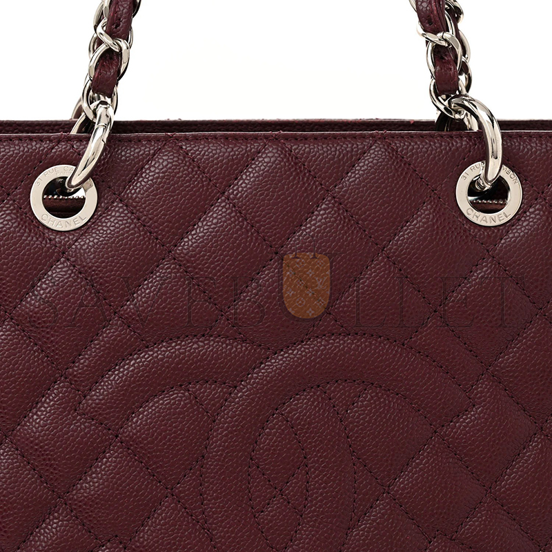 CHANEL CAVIAR QUILTED GRAND SHOPPING TOTE DARK BURGUNDY (34*24*13cm) 